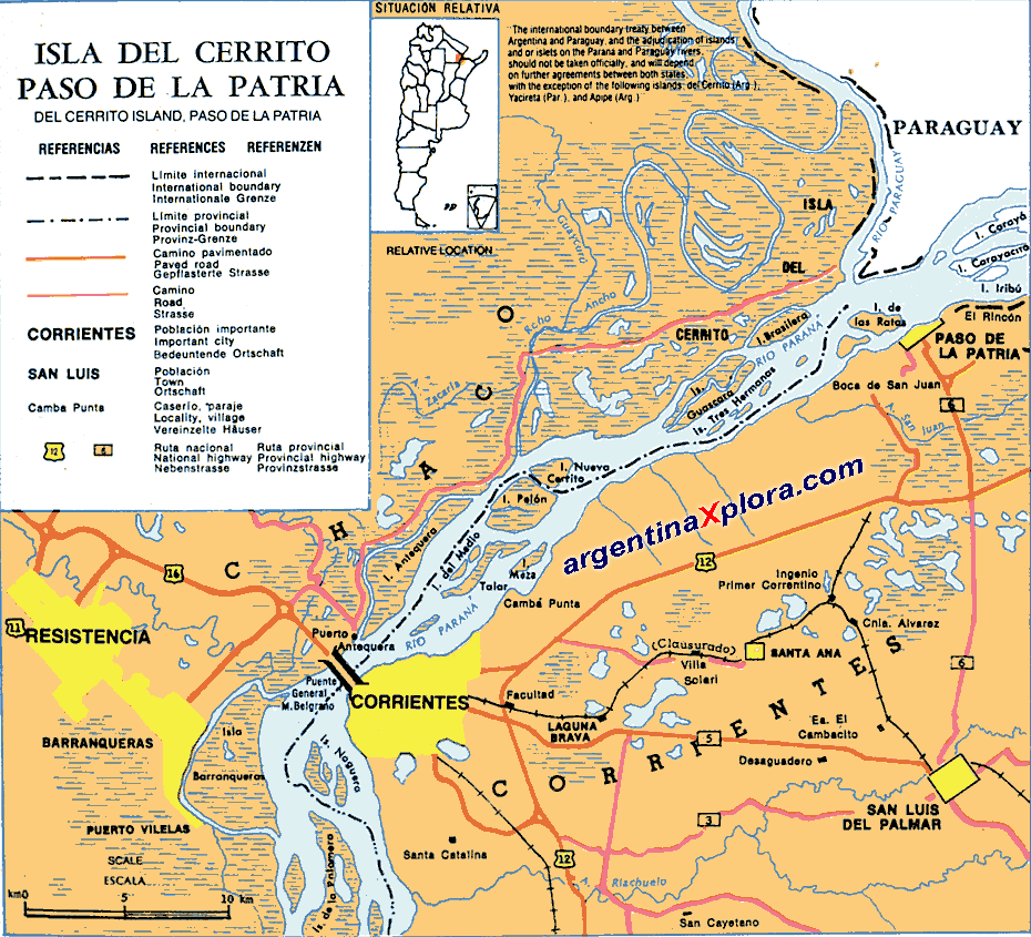 Mapa de Pesca de  Isla del Cerrito - Paso de la Patria - Provincia de Corrientes - Provincia del Chaco